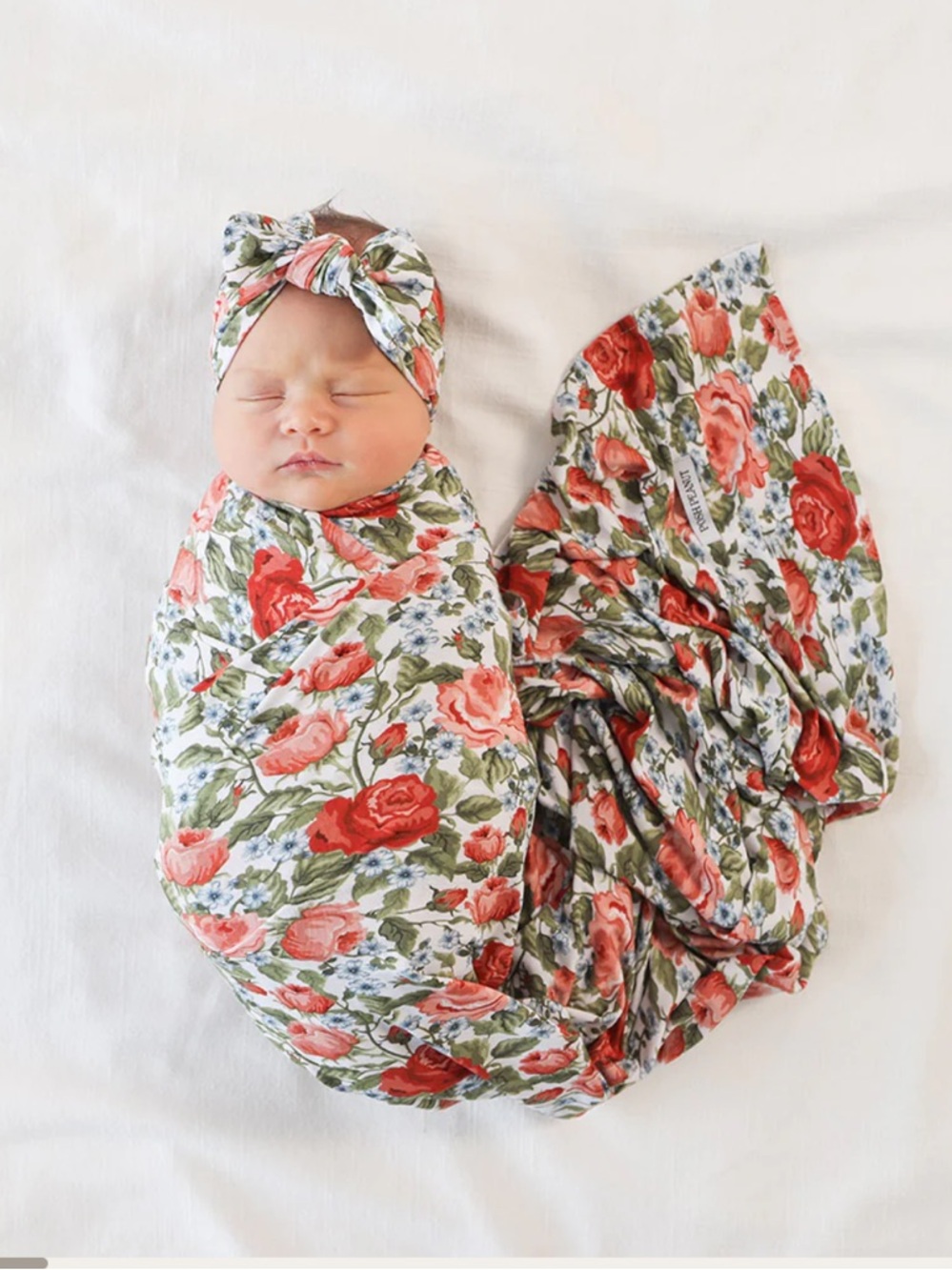 Posh Peanut Floral Swaddle & Knot Headband - Alma